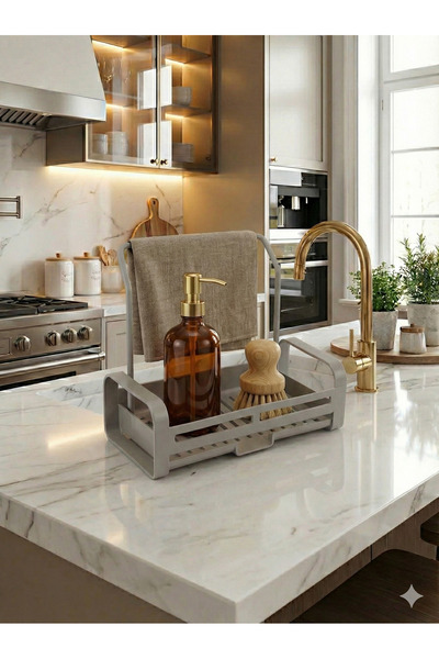 BeeQuin Soap Dish Towel Holder Sink Kitchen Set Hanging Organizer Sponge Holder Dish Rack with Bowl Decorative Coffee