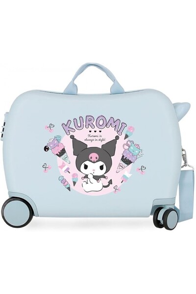 SANRIO Valiza copii, ride-on, Kuromi Always in the style, ABS, 4 roti, albastru deschis, 50x38x20 cm
