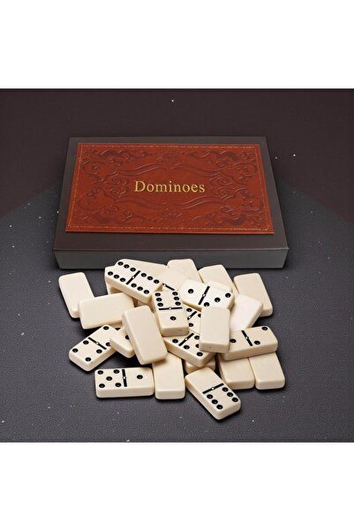 e-life shop مجموعة دومينو فاخرة من الجلد الفاخر مكونة من 28 قطعة مع سبينر مزد...