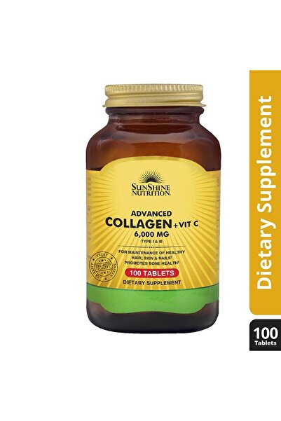 Sunshine Nutrition Advanced Collagen + Vitamin C – Type I & III Hydrolyzed Collagen – 100 Tablet