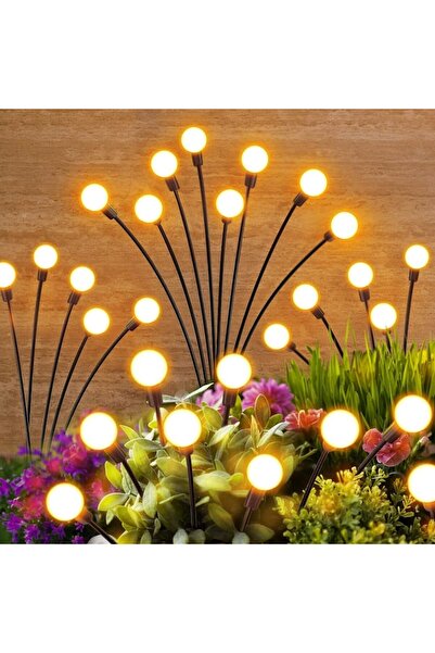 Arkotex Set de 4 lămpi solare de grădină, efect de licurici, rezistente la ap...