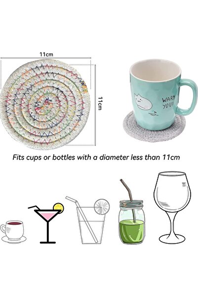 JZS Absorbent Drink Coasters 6 Pack Cotton Woven Heat-Resistant