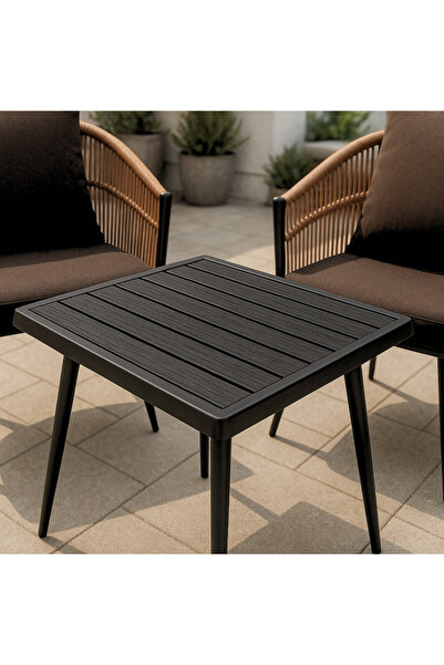 Ebticar Brown & Black Outdoor Tea Set with Foam Cushions – 2 Chairs & 1 Table