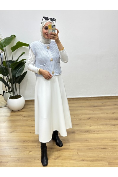 MOONSC Πλεκτό γιλέκο με διπλή τσέπη με χρυσά κουμπιά