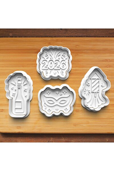 Hobist مجموعة من 4 قوالب للكوكيز والعجين المزخرفة لاحتفالات رأس السنة 2026