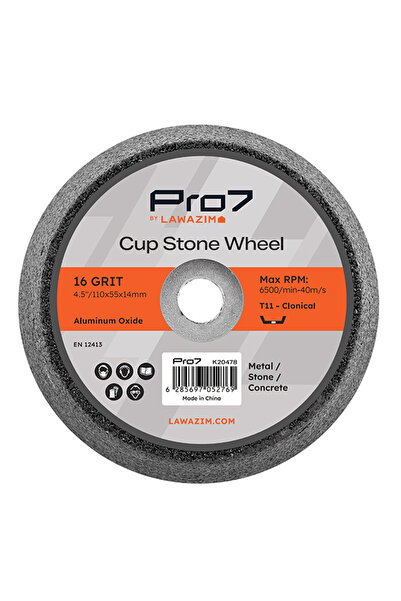 Lawazim Pro7 Cup Stone 16 Grit 4.5inch - Aluminum Oxide Grinding Wheel