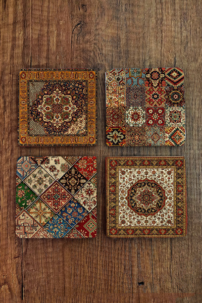 Begoloni Stone Decor Natural Stone Coaster - Carpet, Rug Pattern Printed Coas...