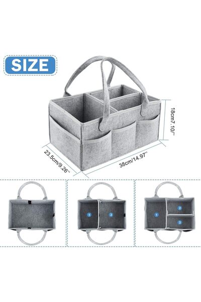 Arabest Felt Foldable Portable Baby Diaper Organizer Bag with Multiple Pockets (Tan)