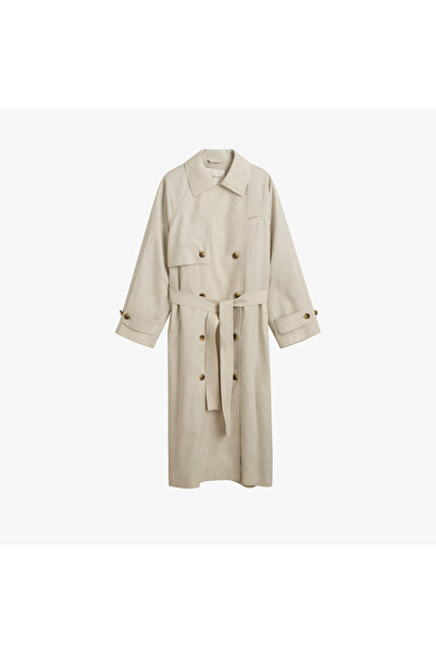 Gant Kadın Bej Relaxed Fit Klasik Yaka Trençkot