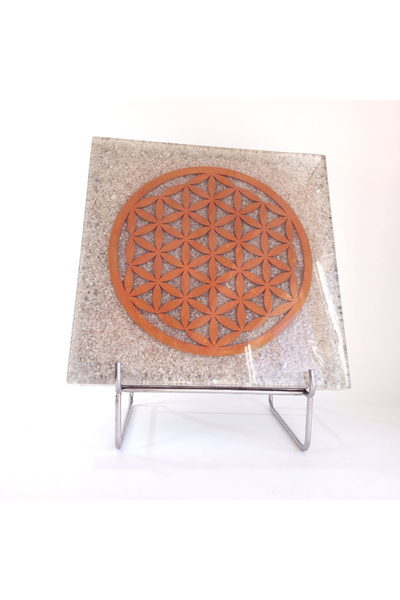 Elvero Flower of Life orgone crystal therapy plate 50 x 50 cm