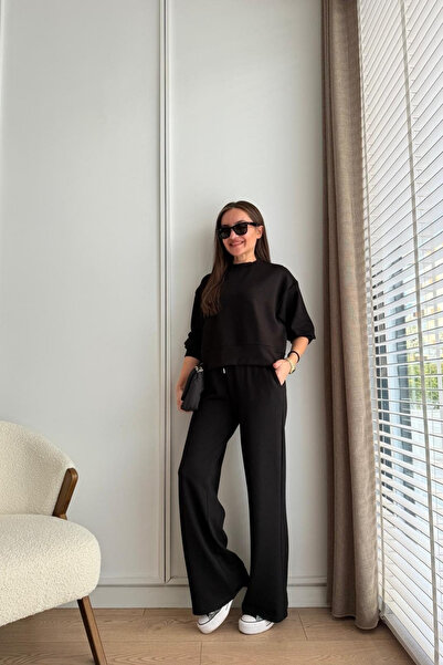 YAKAMEL طقم رياضي نسائي بأكمام طويلة من قماش المودال مكون من قطعتين