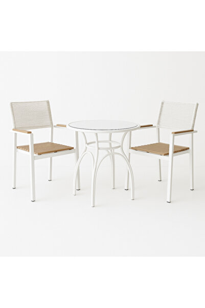 Ebticar Chic White Outdoor Tea Set – 2 Chairs & 1 Table