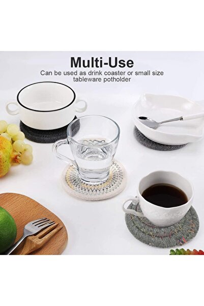 JZS Absorbent Drink Coasters 6 Pack Cotton Woven Heat-Resistant