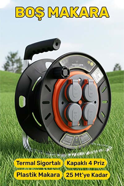 Badem10 Prizli 4 Kapaklı Mini Boş Makara 25 Metre Kapasiteli Dayanıklı Plasti...