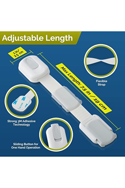 JZS 10 Pack Child Safety Strap Locks for Cabinets, Drawers, Fridge - Brown