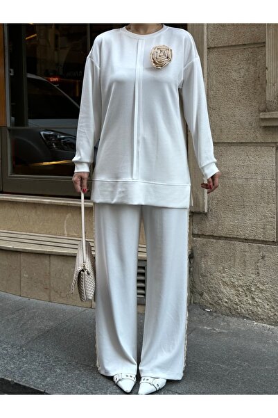 Moda İkra Guler pentru femei cu trandafiri și detaliu de deschidere laterală set