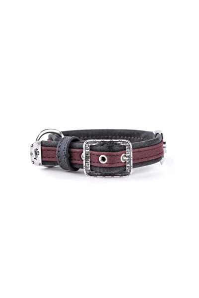 Other My Family London leather dog collar - Burgundy 45×2.2 cm (Medium)