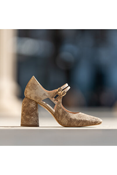 CONDUR by alexandru Women's Shoes with Thick Heels Fantasy Print Gold