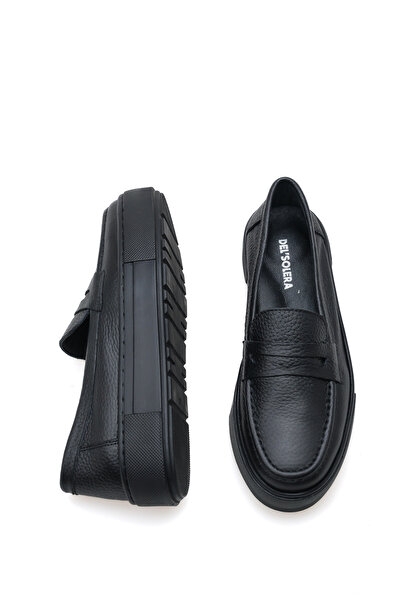 Solo Bag Del'Solera Women's Black Genuine Leather Laceless Orthopedic Sneaker Daily Shoes