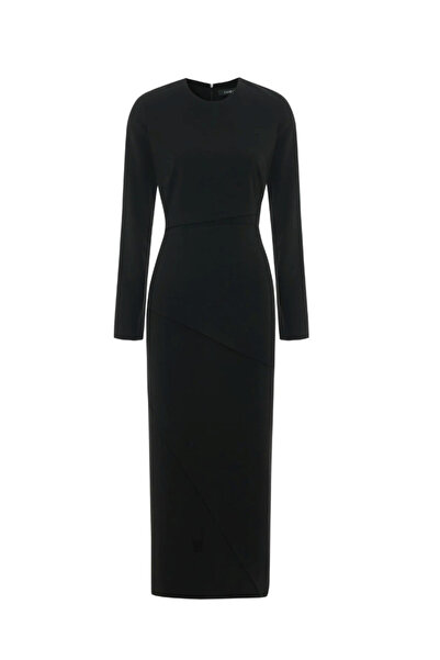 KAMEYA Asymmetric Detailed Slit Midi Dress