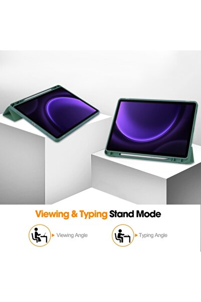 SKYDDAR INNOVATION Tablet case for Samsung Galaxy Tab S9 FE / S10 FE, Flex Trifold, sticker set, Dark Green