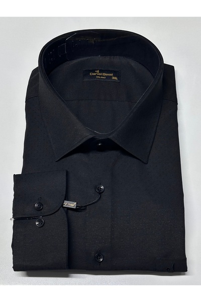 Daniel Bessi Ανδρικό πουκάμισο με μακρύ μανίκι κανονική εφαρμογή μεγάλου μεγέθους Jacquard Classic GML-490