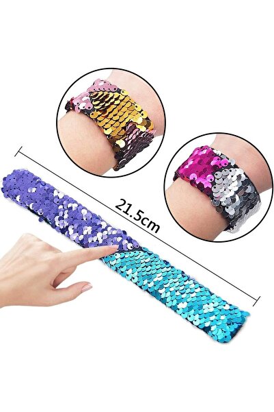 JZS 12 Pcs Mermaid Sequin Slap Bracelets for Kids