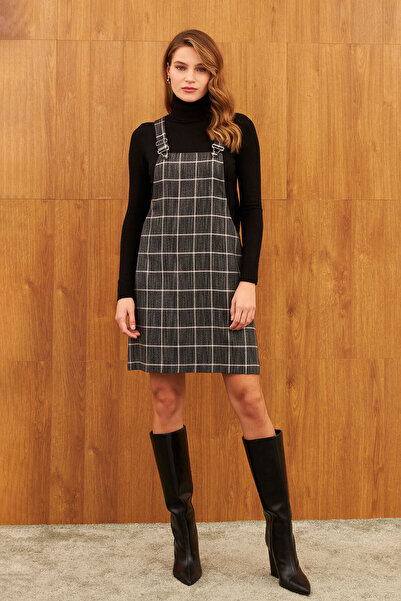 STELLA PULVIS Черни карирани мини гащеризони без подплата