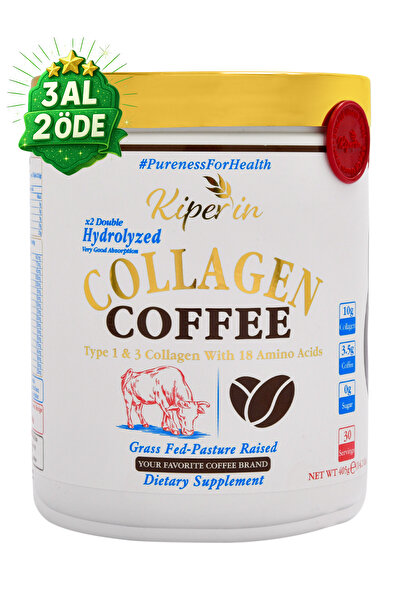 Kiperin Coffee Collagen | Double Hydrolyzed 100% Pure and Natural Powder Collagen Peptides with Coffee | 30 Days