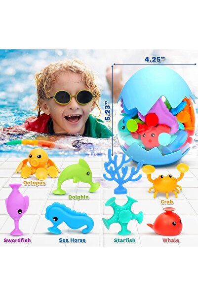Paporich مجموعة من 18 قطعة من ألعاب الاستحمام للأطفال تعمل بالشفط