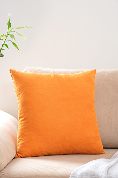 ASDİVA Cozy Suede Textured Plain Punch (Punch) Style Decorative Throw Pillow Cover with Optional Sizes - Orange
