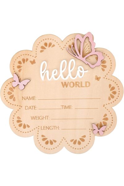 ELECDON لوحة إعلانية خشبية مصنوعة من الأكريليك على شكل فراشة للمولود الجديد، ...