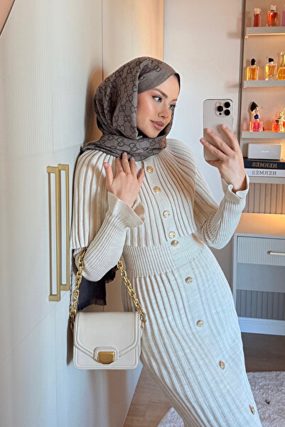 Şulemoda Giyim Çınar Cape Buttoned Suit Stone