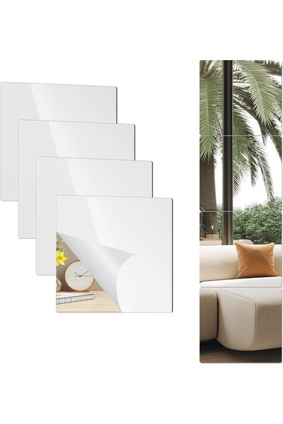 Slasa 6-Pack 14×12" Shatterproof Acrylic Mirror Tiles – Self-Adhesive Wall Mi...