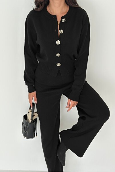 Noi Belis Rose Button Detailed Knitwear Cardigan Aw25Hi0070