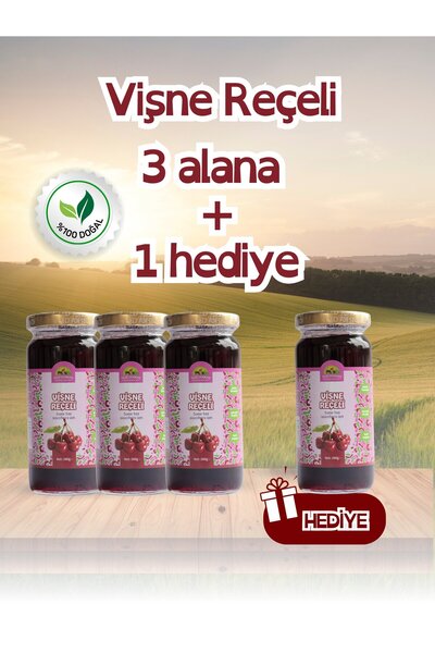 Taze Dükkan Şeker İlavesiz Vişne Reçeli 3 adet Alana 1 adet Hediye