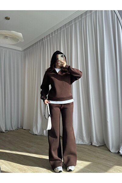 Mooi Butik Zaura Set 8490 - Bitter Coffee