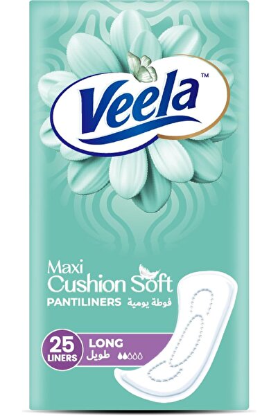 VEELA Cushion Soft Pantiliners - Ultra-Soft, Breathable, Leak-Proof (Long, 25 count)