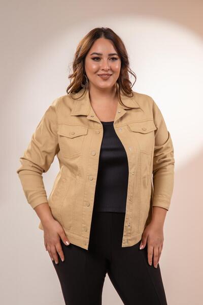 Roxxlen Μπουφάν Gabardine με κουμπώματα μεγάλου μεγέθους