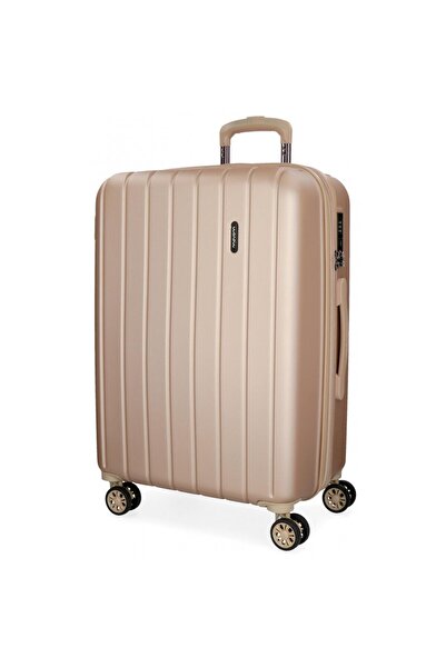 Movom Troler mediu ABS 4 roti Wood sampanie, 65x45x28 cm