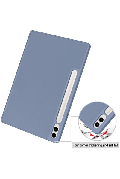 SKYDDAR INNOVATION Tablet case for Samsung Galaxy Tab S9 FE Plus, Pencil holder, Flex Trifold, sticker set, Navy Blue