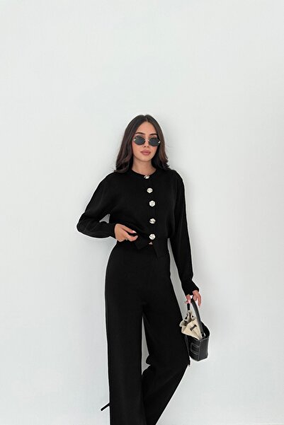 Noi Belis Rose Button Detailed Knitwear Cardigan Aw25Hi0070