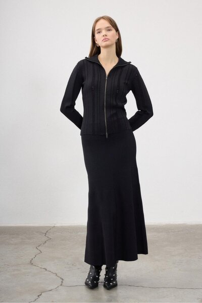 NİQOZZA TRİKO ASMA TRİKO CEKET SİYAH