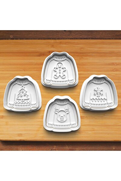 Hobist Sweet New Year Sweaters Set of 4 Cookie and Candy Dough Molds
