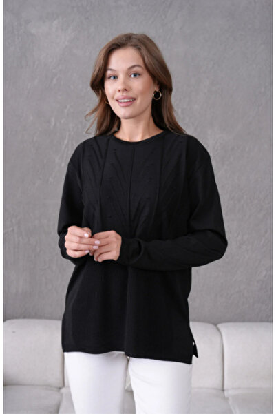 Stilmony سترة نسائية ذات خطوط بسيطة منقوشة ورقيقة وياقة دائرية