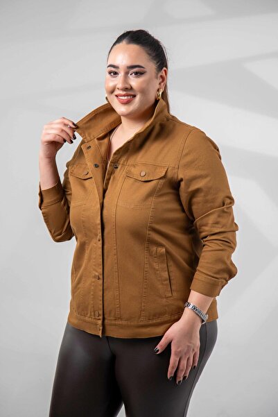 Roxxlen Яке от габардин с копчета за големи размери