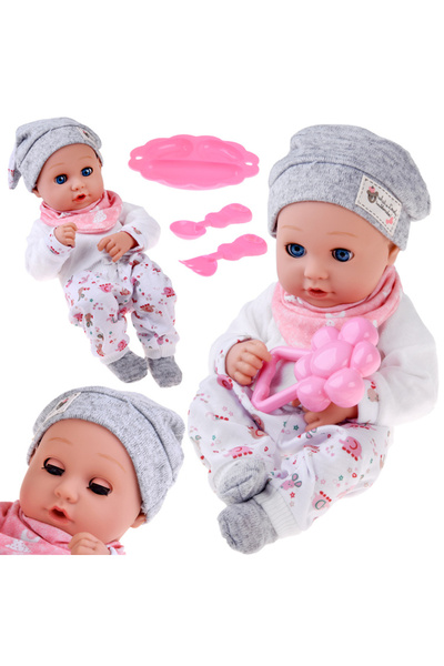 Jokomisiada Realistic looking baby doll, eyes close when sleeping, feeding set included, tall