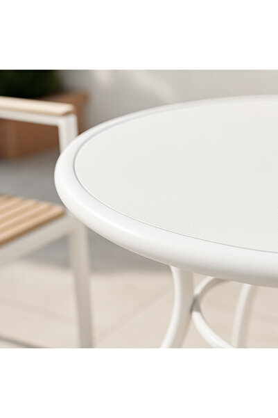 Ebticar Chic White Outdoor Tea Set – 2 Chairs & 1 Table