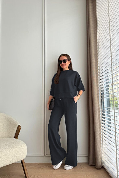 YAKAMEL طقم رياضي نسائي بأكمام طويلة من قماش المودال مكون من قطعتين