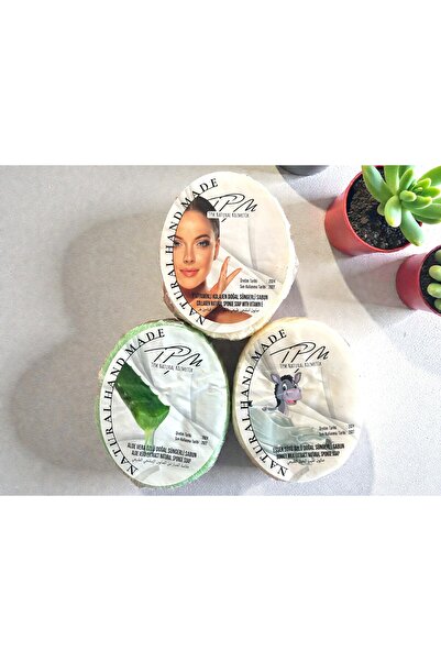 Tpm Eşek Sütlü, Aloe Vera Özlü, E Vitaminli Kolajenli Doğal Süngerli Sabun 3 Adet 450 Gram